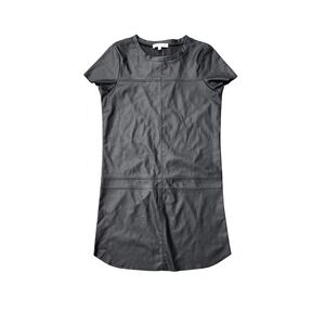 Lavender Brown Womens Black Pullover Faux Leather Mini Dress Goth Bikercore